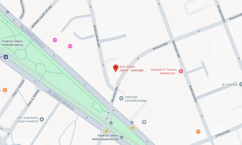 Lage der Beratungsstelle Beethovenstraße 2 Frankfurt in Google Maps